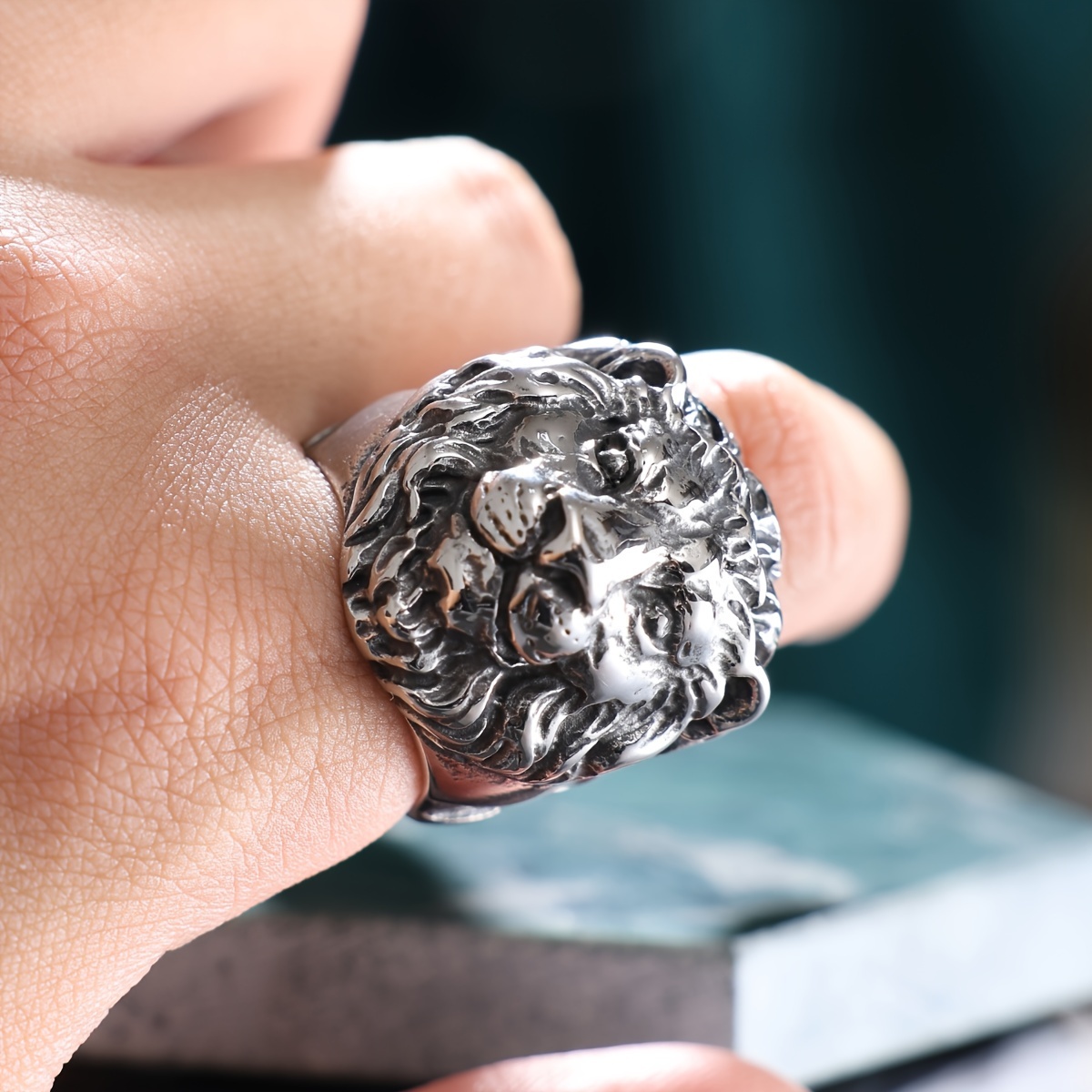 Stainless Steel Lion Head Eagle Ring Retro Jewelry